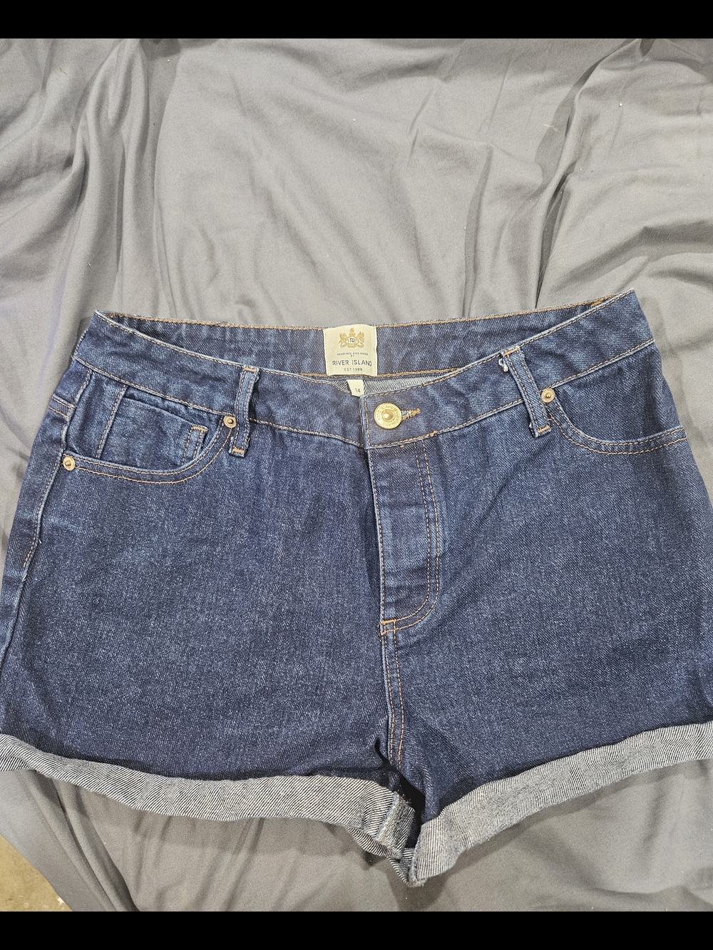 River Island Dark Blue Denim Jean Shorts